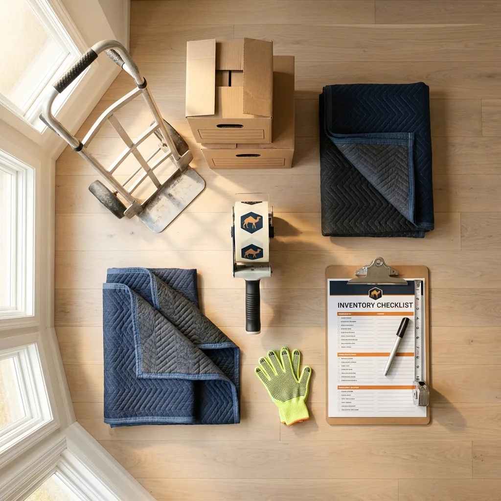 Professional moving supplies and packing materials layout for Springview residential relocations